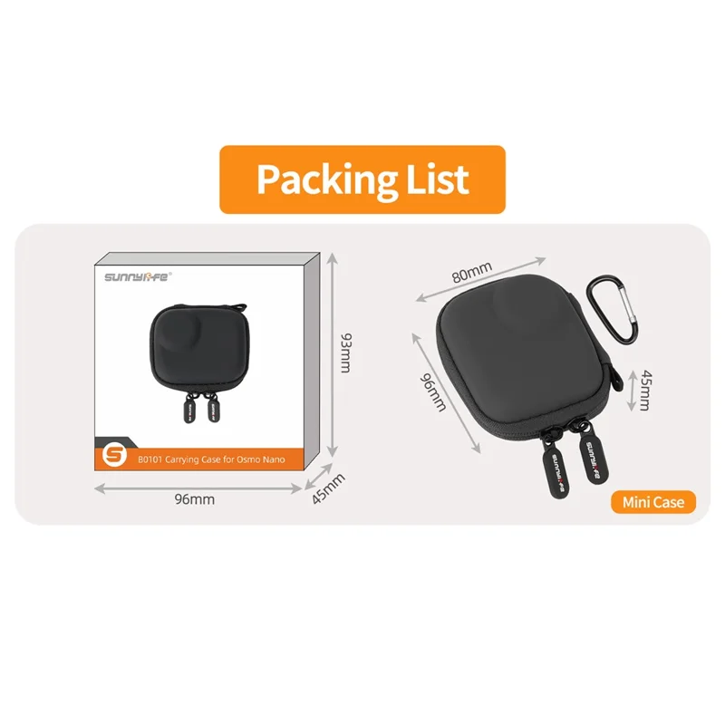 SUNNYLIFE ON-B0101 حقيبة كاميرا DJI Osmo Nano من الجلد المقاوم للصدمات مصنوعة من مادة EVA مع مشبك علوي - برتقالي
