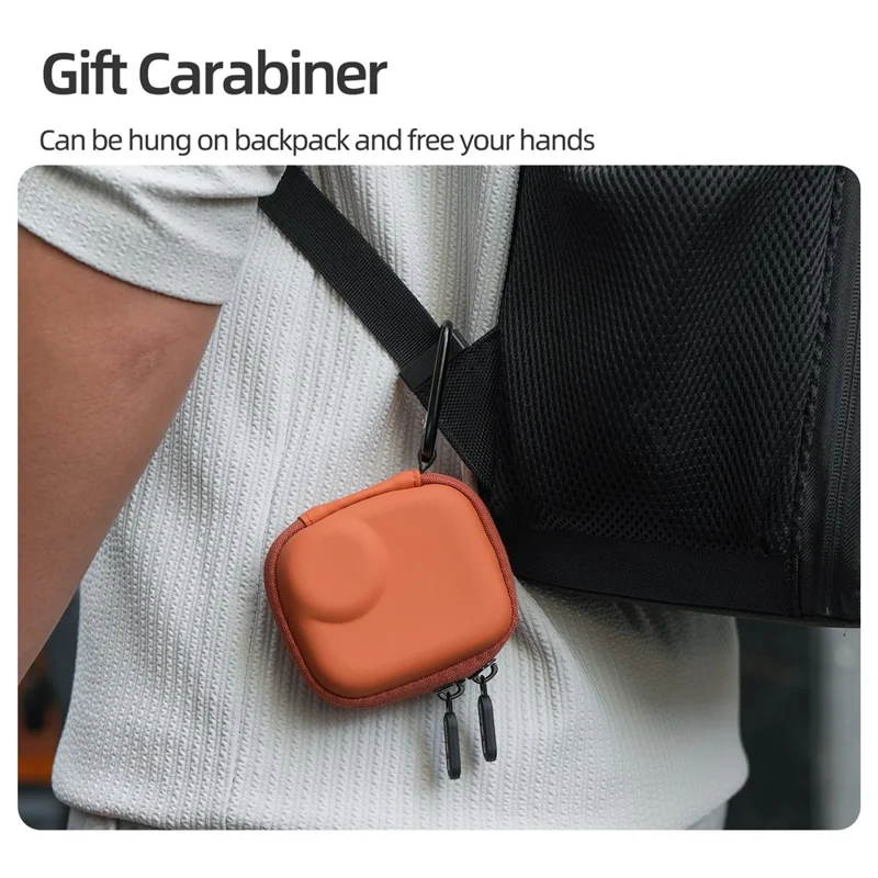 SUNNYLIFE ON-B0101 حقيبة كاميرا DJI Osmo Nano من الجلد المقاوم للصدمات مصنوعة من مادة EVA مع مشبك علوي - برتقالي