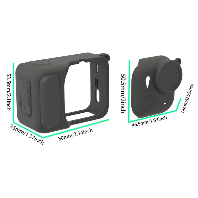 For Insta360 Go Ultra Protective Cover Action Camera and Lens Silicone Case Dust-Proof Scratch-Resistant Shock-Absorbing - Black