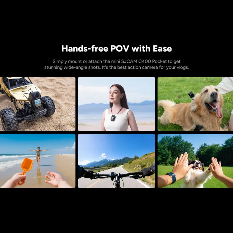 SJCAM C400 1,3 Zoll Vorder- + 2,29 Zoll Rückbildschirm Sportaktionskamera 4K 30FPS Handliche Taschenkamkorder