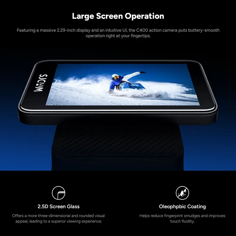 SJCAM C400 1,3 Zoll Vorder- + 2,29 Zoll Rückbildschirm Sportaktionskamera 4K 30FPS Handliche Taschenkamkorder