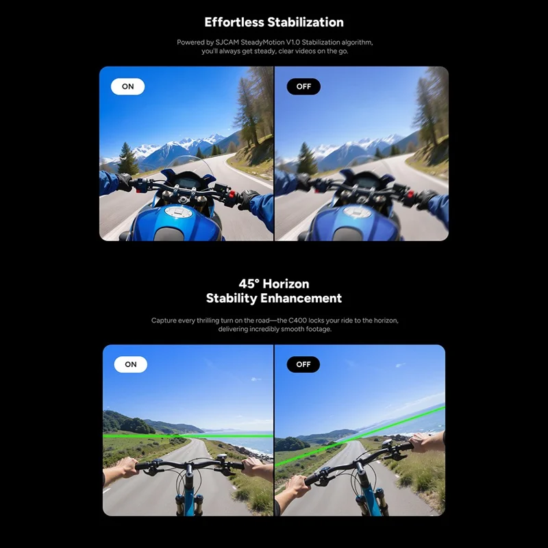SJCAM C400 1,3 Zoll Vorder- + 2,29 Zoll Rückbildschirm Sportaktionskamera 4K 30FPS Handliche Taschenkamkorder