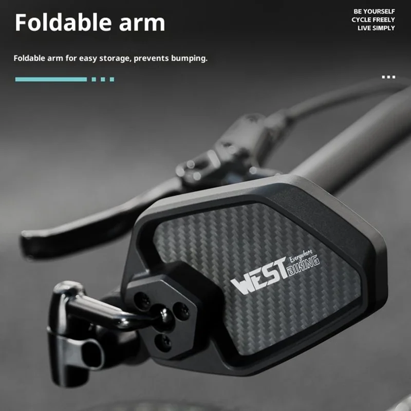 WEST BIKING 0720051B0001 Bicycle Left Rearview Mirror 360° Adjustable Rearview Mirror Carbon Fiber Back Plate for Bike - Black