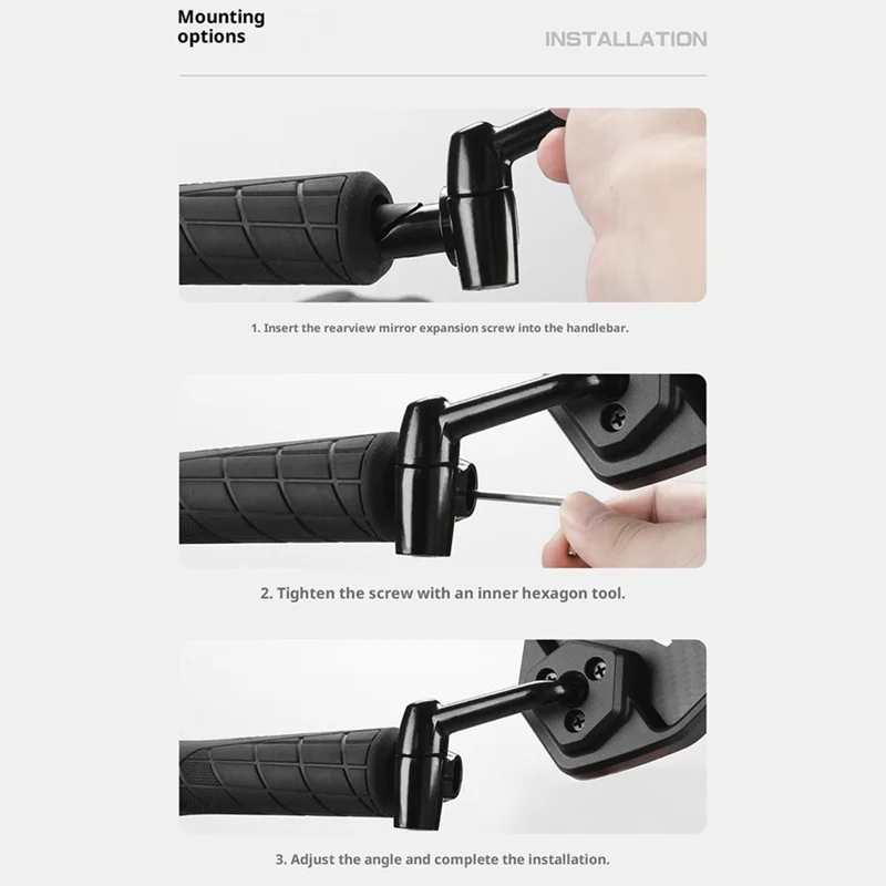 WEST BIKING 0720051B0001 Bicycle Left Rearview Mirror 360° Adjustable Rearview Mirror Carbon Fiber Back Plate for Bike - Black