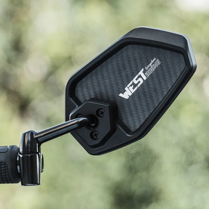 WEST BIKING 0720051B0001 Bicycle Left Rearview Mirror 360° Adjustable Rearview Mirror Carbon Fiber Back Plate for Bike - Black