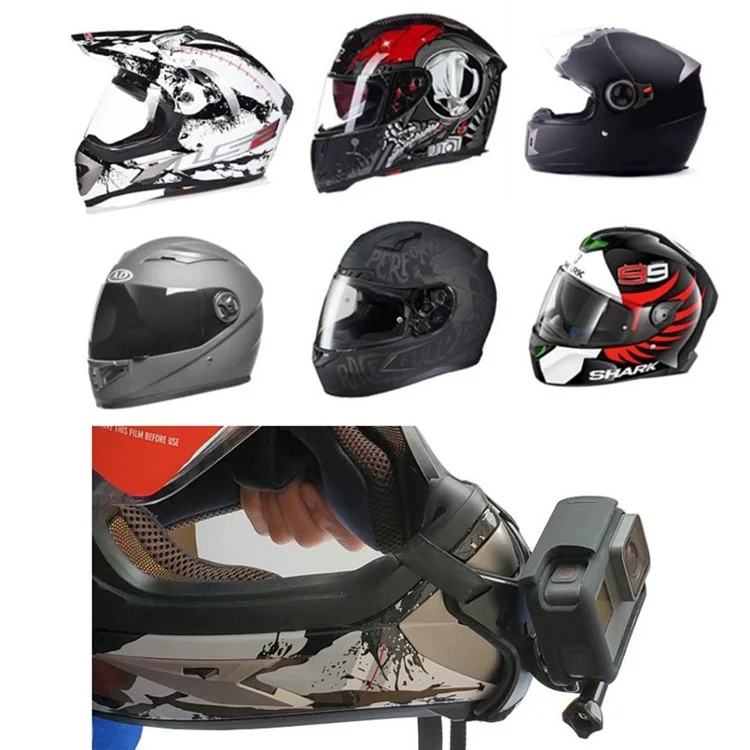 Motocicleta Capacete Chin Stand Mount Suport Para GoPro Hero9 Black At1108 - Preto