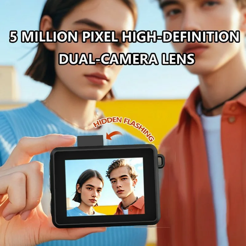 Y4000+ 2,7K 5MP 2,0 Zoll Bildschirm Mini Retro Filter Kamera Videorekorder mit 16X Digitalzoom TF-Kartensupport - Schwarz