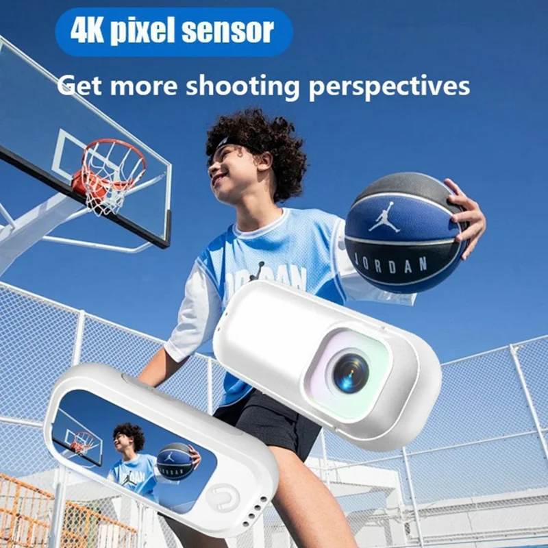 كاميرا A300 الصغيرة بدقة 1080 بكسل مع مستشعر 4K واتصال واي فاي ومشبك مغناطيسي - أبيض