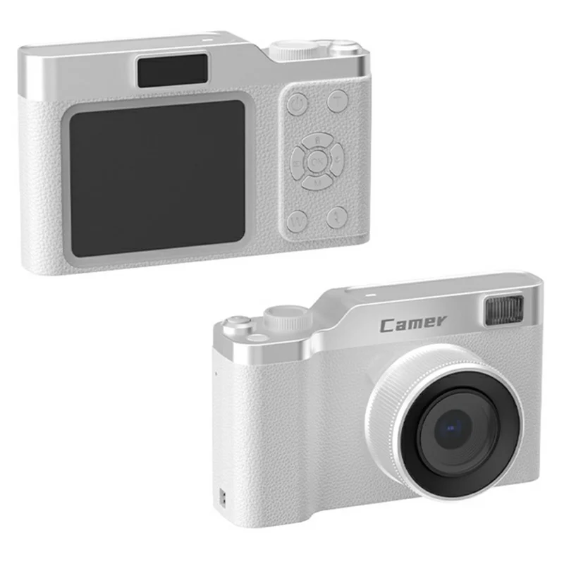 Z005 CCD Digital Camera 50MP HD Dual Lens Selfie Camera 8X Digital Zoom AF Auto Focus Built-in LED Flash - White