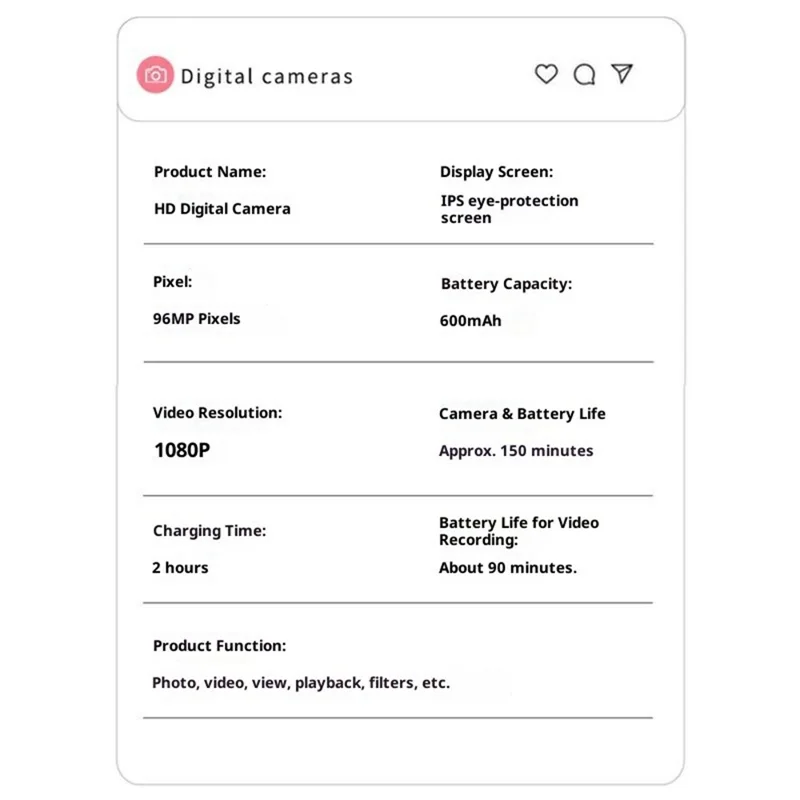 Z008 96MP 1080P CCD Retro Digitale Camera 8X Digitaal Zoom Mini Camera AF Autofocus - Wit
