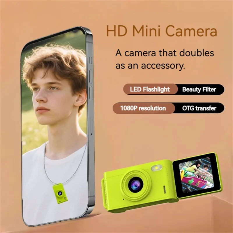 X5 Mini Digitalkamera 1,47 tum Display CMOS HD-kamera med 180° vikbar selfieskärm