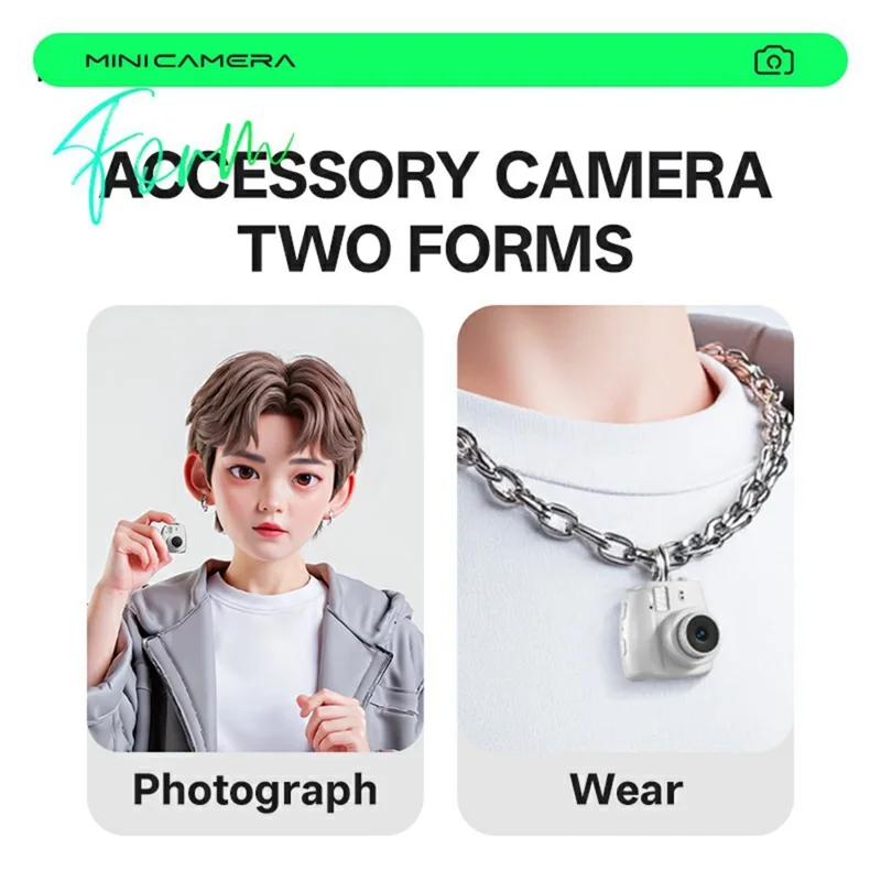 Cámara Mini S153 con Lente Telescópico, Cámara Digital Retro CCD con Pantalla IPS de 0.96 Pulgadas, con Llavero y Cordón Metálico - Blanco