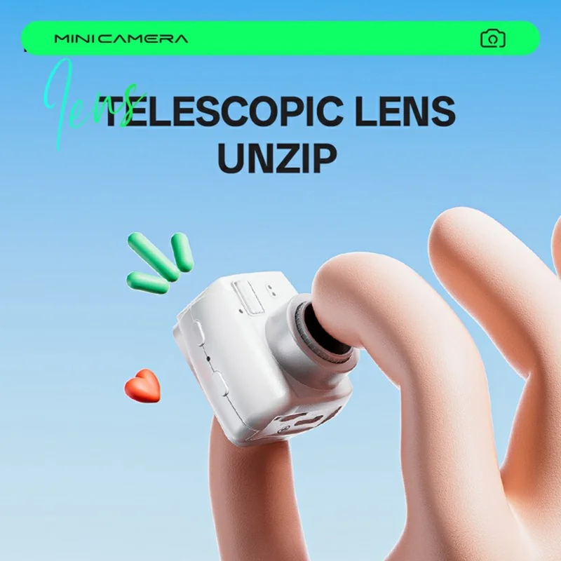 Cámara Mini S153 con Lente Telescópico, Cámara Digital Retro CCD con Pantalla IPS de 0.96 Pulgadas, con Llavero y Cordón Metálico - Blanco