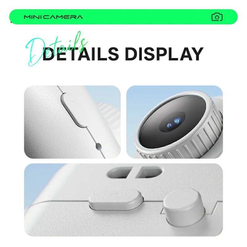 Cámara Mini S153 con Lente Telescópico, Cámara Digital Retro CCD con Pantalla IPS de 0.96 Pulgadas, con Llavero y Cordón Metálico - Blanco