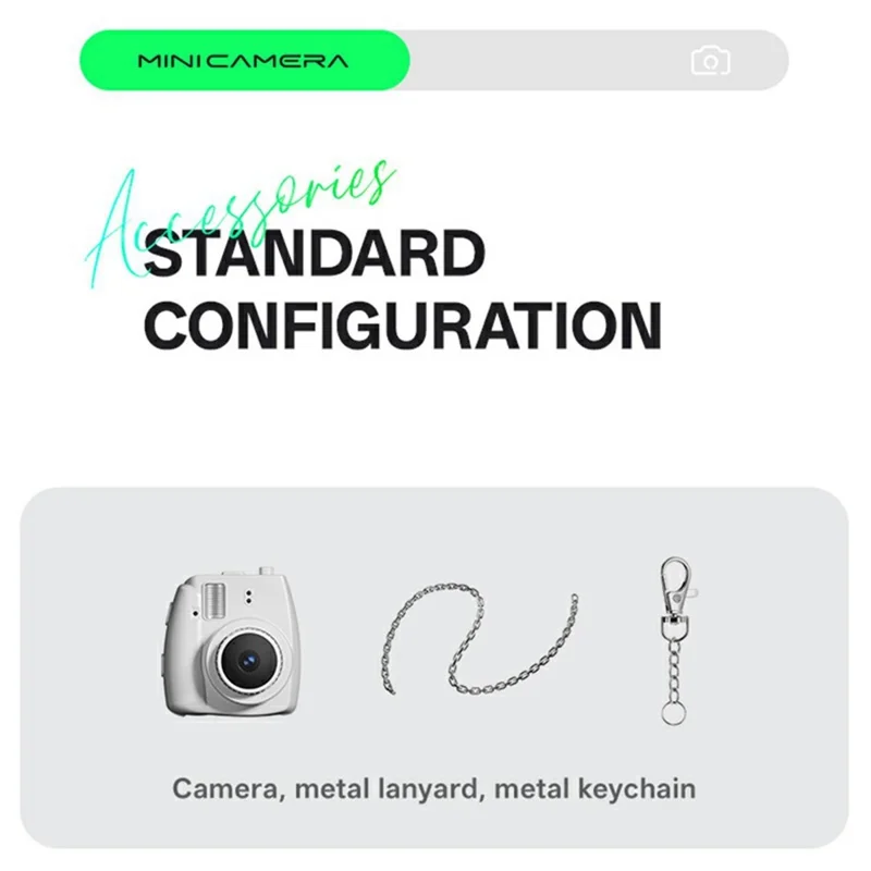 Cámara Mini S153 con Lente Telescópico, Cámara Digital Retro CCD con Pantalla IPS de 0.96 Pulgadas, con Llavero y Cordón Metálico - Blanco