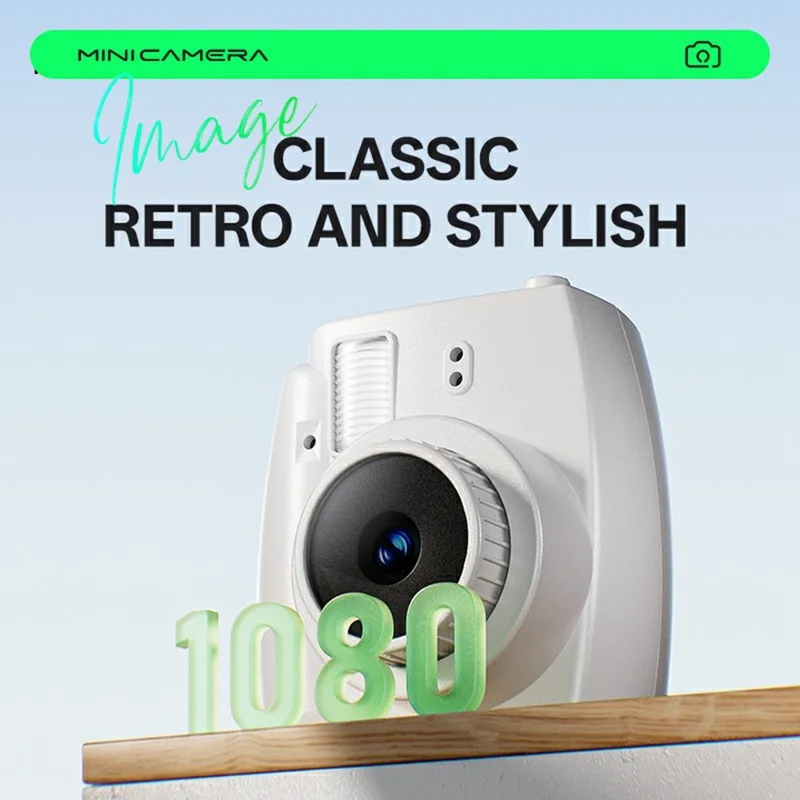 Cámara Mini S153 con Lente Telescópico, Cámara Digital Retro CCD con Pantalla IPS de 0.96 Pulgadas, con Llavero y Cordón Metálico - Blanco