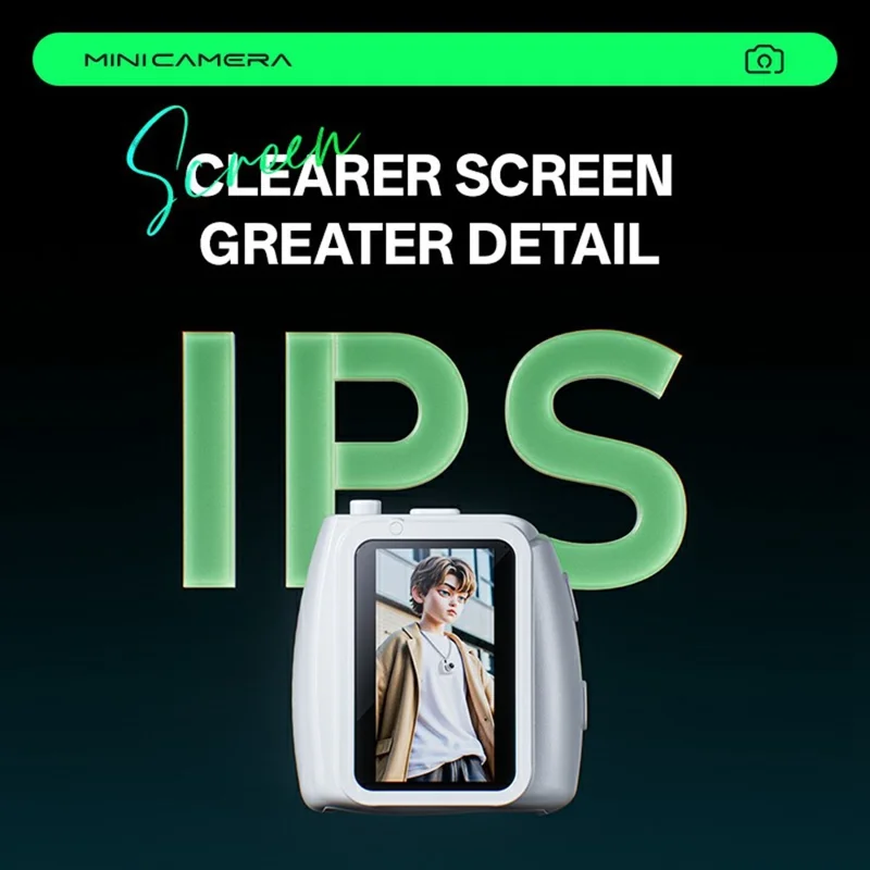 Cámara Mini S153 con Lente Telescópico, Cámara Digital Retro CCD con Pantalla IPS de 0.96 Pulgadas, con Llavero y Cordón Metálico - Blanco