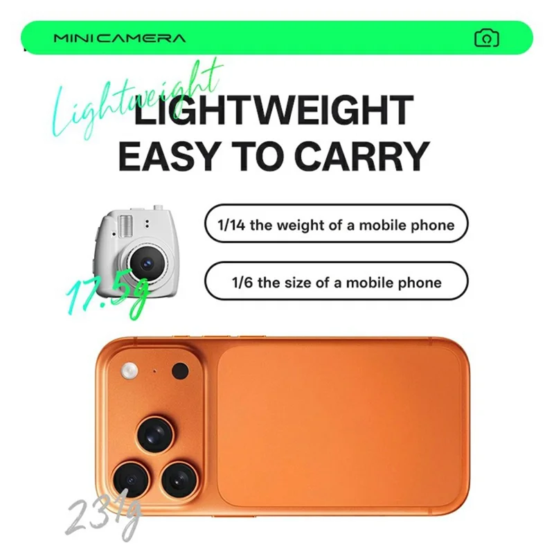 Cámara Mini S153 con Lente Telescópico, Cámara Digital Retro CCD con Pantalla IPS de 0.96 Pulgadas, con Llavero y Cordón Metálico - Blanco