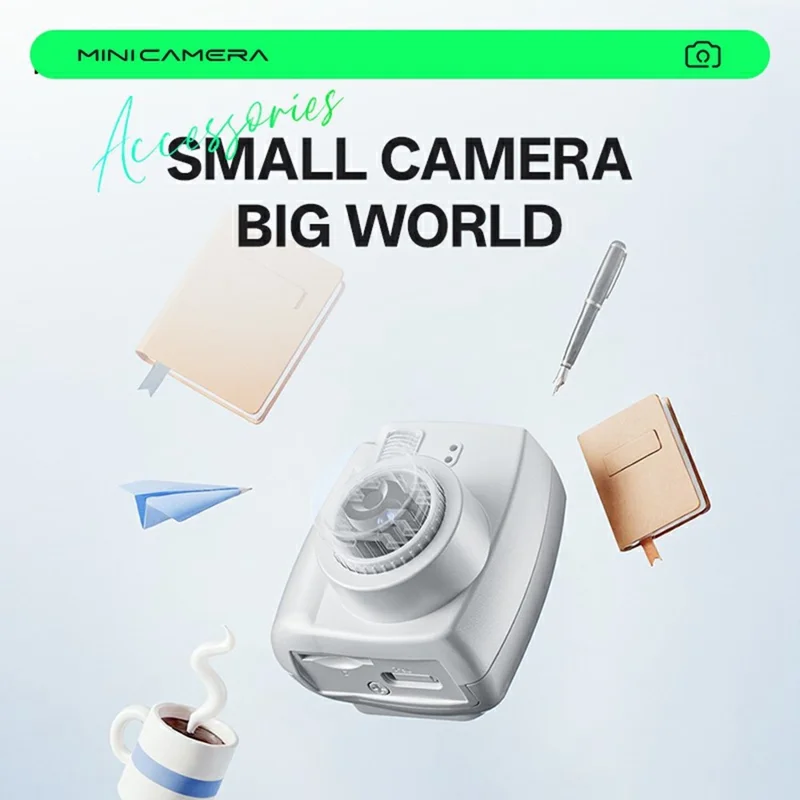 Cámara Mini S153 con Lente Telescópico, Cámara Digital Retro CCD con Pantalla IPS de 0.96 Pulgadas, con Llavero y Cordón Metálico - Blanco