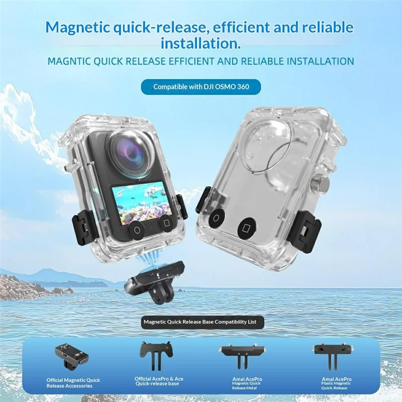 Voor DJI Osmo 360 Panoramisch Actioncamera Waterdichte Hoes 60m Onderwater Bescherming Shell Compatibel met Magnetische Quick-Release Basis