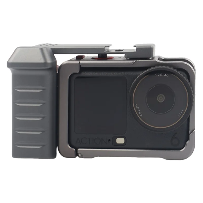 For DJI Osmo Action 6 Metal Camera Cage Set with Handle Grip / Cold Shoe Mount Action Camera Protective Case