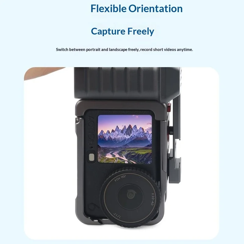 For DJI Osmo Action 6 Metal Camera Cage Set with Handle Grip / Cold Shoe Mount Action Camera Protective Case