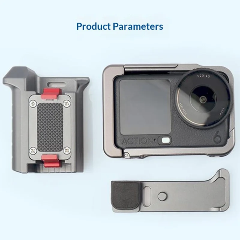 For DJI Osmo Action 6 Metal Camera Cage Set with Handle Grip / Cold Shoe Mount Action Camera Protective Case