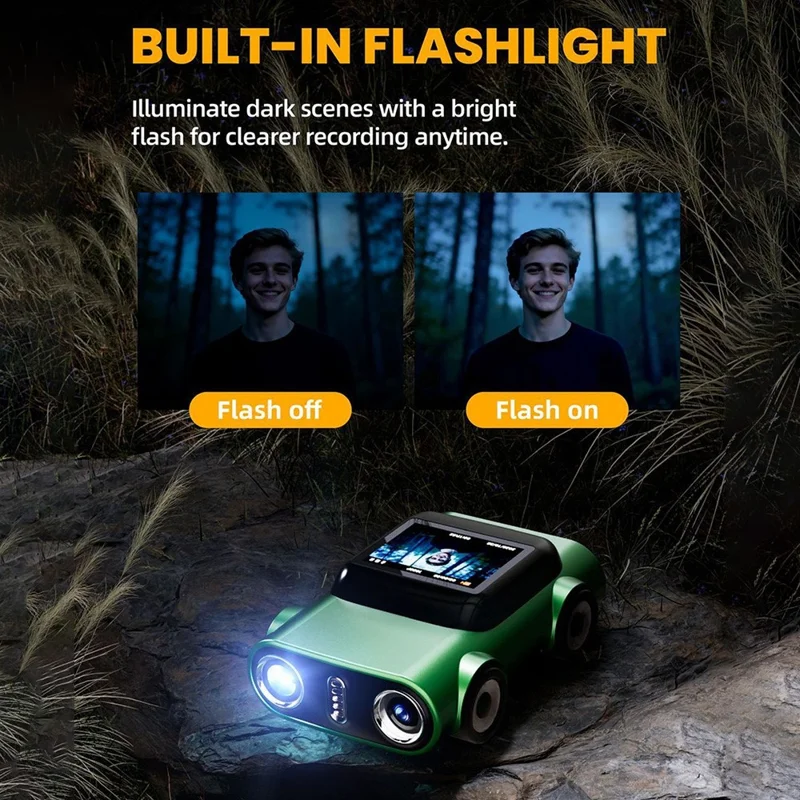 G5 2K HD Car Shaped Thumb Camera 1.0-inch TFT LCD Mini Digital Camera for Students (No TF Card) - Green