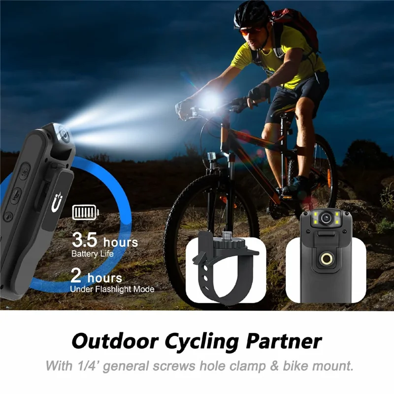 VD01 Tragbare Bodycam HD 1080P Aufnahmegerät für Vollzugsbeamte / Action-Kamera (ohne Speicherkarte) – Schwarz