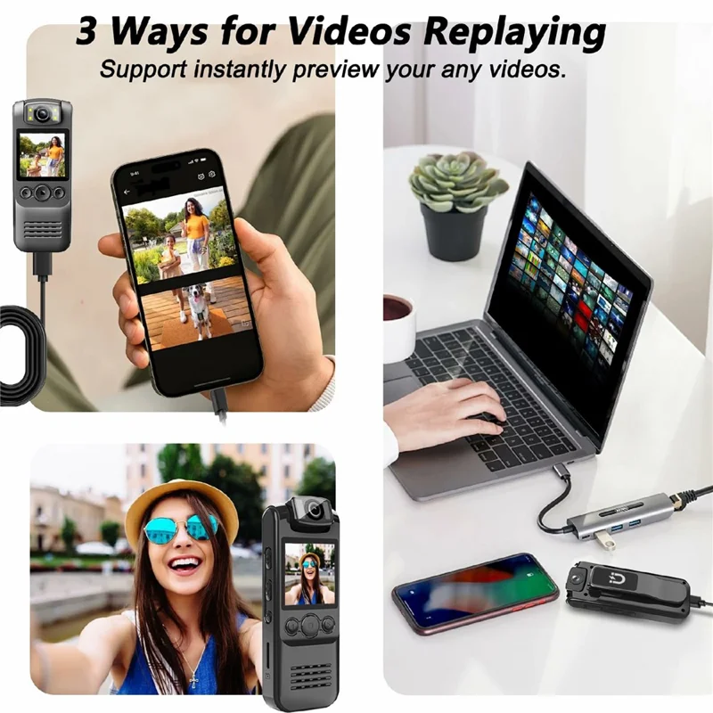 VD01 Tragbare Bodycam HD 1080P Aufnahmegerät für Vollzugsbeamte / Action-Kamera (ohne Speicherkarte) – Schwarz