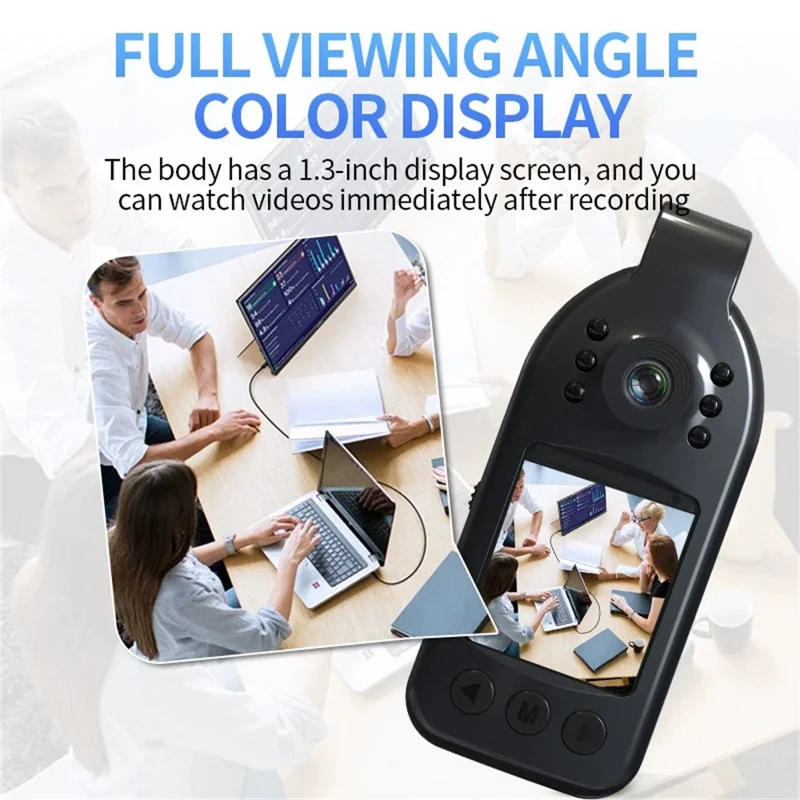 L09 2K HD Video Recorder 1.3 Inch Screen Portable Camcorder for Meeting  /  Law Enforcement (No TF Card) - Black