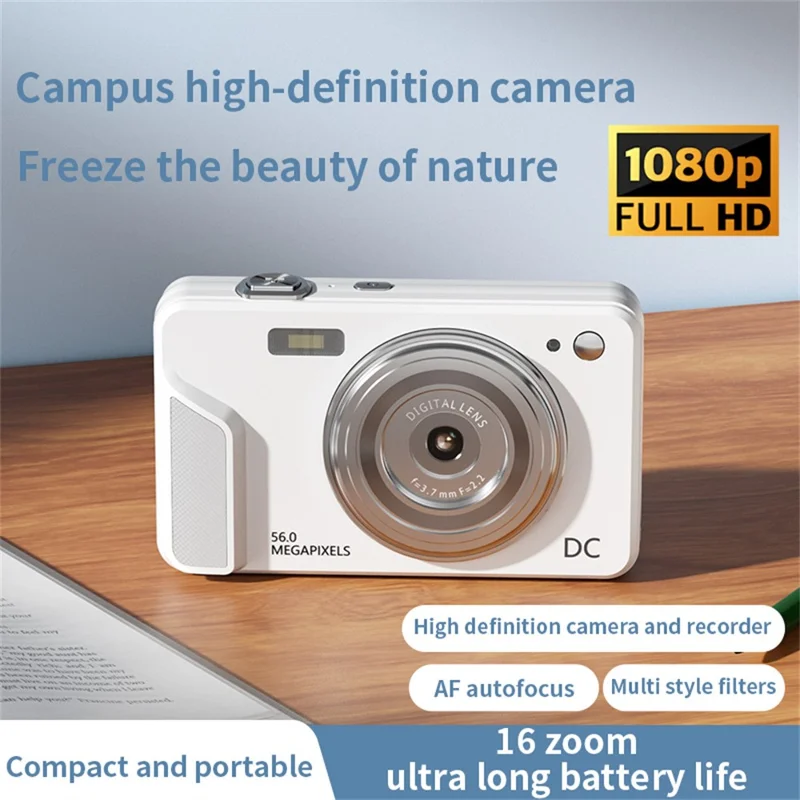 C16 Digital Camera 2.8 inch HD Screen Mini Camera with 16X Zoom  /  1080P Video for Student (No TF Card) - Black