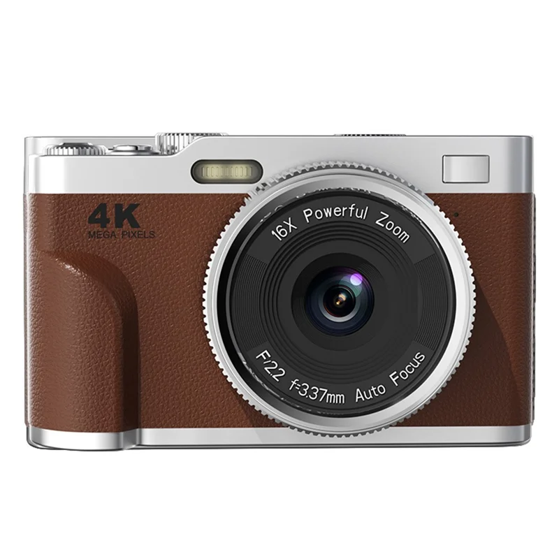 68MP 4K HD Digital Camera 16X Optical Zoom 2.8 Inch IPS Screen AF Auto Focus Camera No Memory Card - Coffee