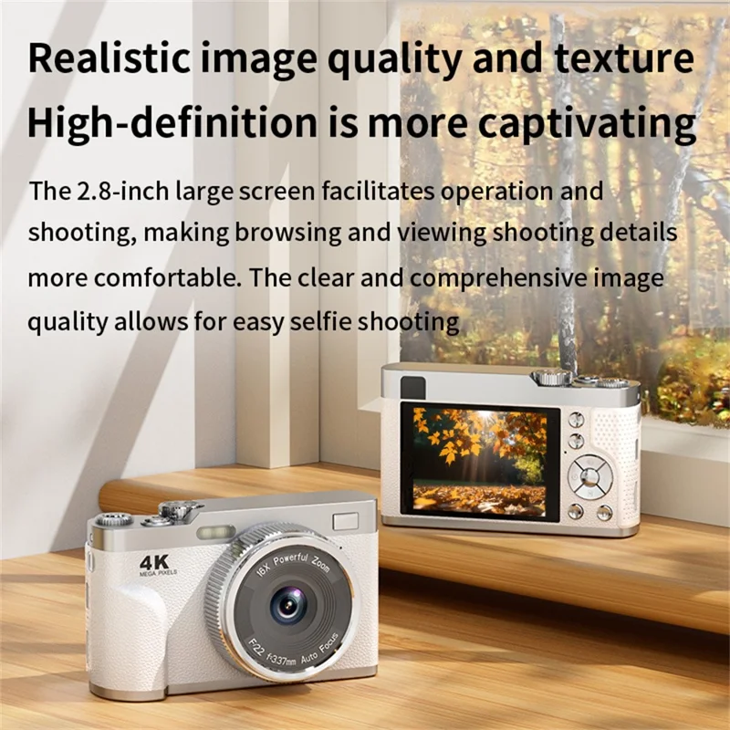 68MP 4K HD Digital Camera 16X Optical Zoom 2.8 Inch IPS Screen AF Auto Focus Camera No Memory Card - Coffee