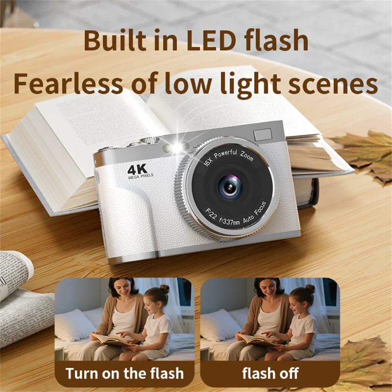 68MP 4K HD Digital Camera 16X Optical Zoom 2.8 Inch IPS Screen AF Auto Focus Camera No Memory Card - Coffee