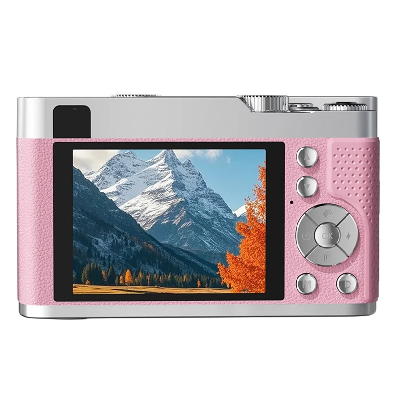 Cámara digital 68MP 4K HD con zoom óptico 16X, pantalla IPS de 2.8 pulgadas, enfoque automático, sin tarjeta de memoria - Rosa