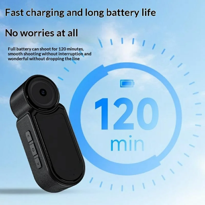 DVD03 Thumb Camera 180° Rotating DV Camcorder Magnetic Sports Camera 2.7K HD Video Recording No Memory Card - White