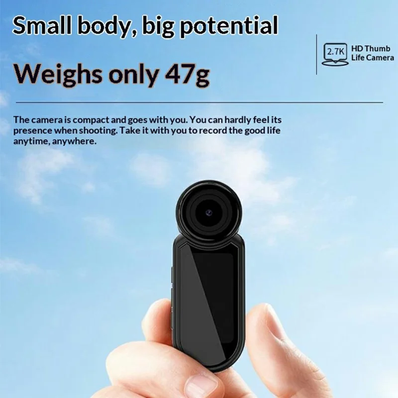 DVD03 Thumb Camera 180° Rotating DV Camcorder Magnetic Sports Camera 2.7K HD Video Recording No Memory Card - White