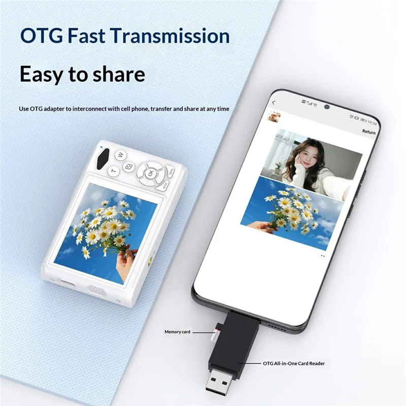 C6S 5K Video Recorder 18X Digital Zoom Dual Screen Digital Camera with LED Fill Light (without TF Card) - White