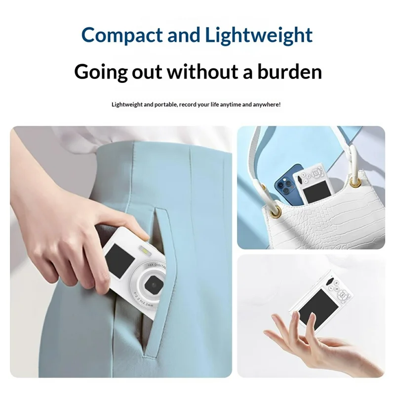 C6S 5K Video Recorder 18X Digital Zoom Dual Screen Digital Camera with LED Fill Light (without TF Card) - White