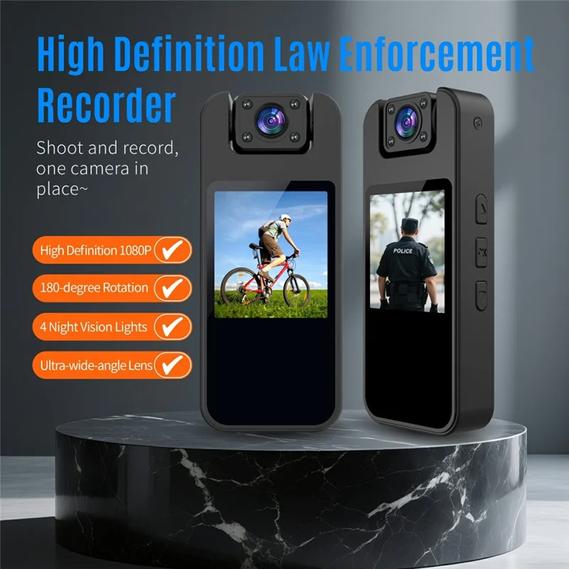 4K Action Camera with 180 Degree Rotating Lens Anti Shake Night Vision HD Video Recorder (without TF Card) - Black