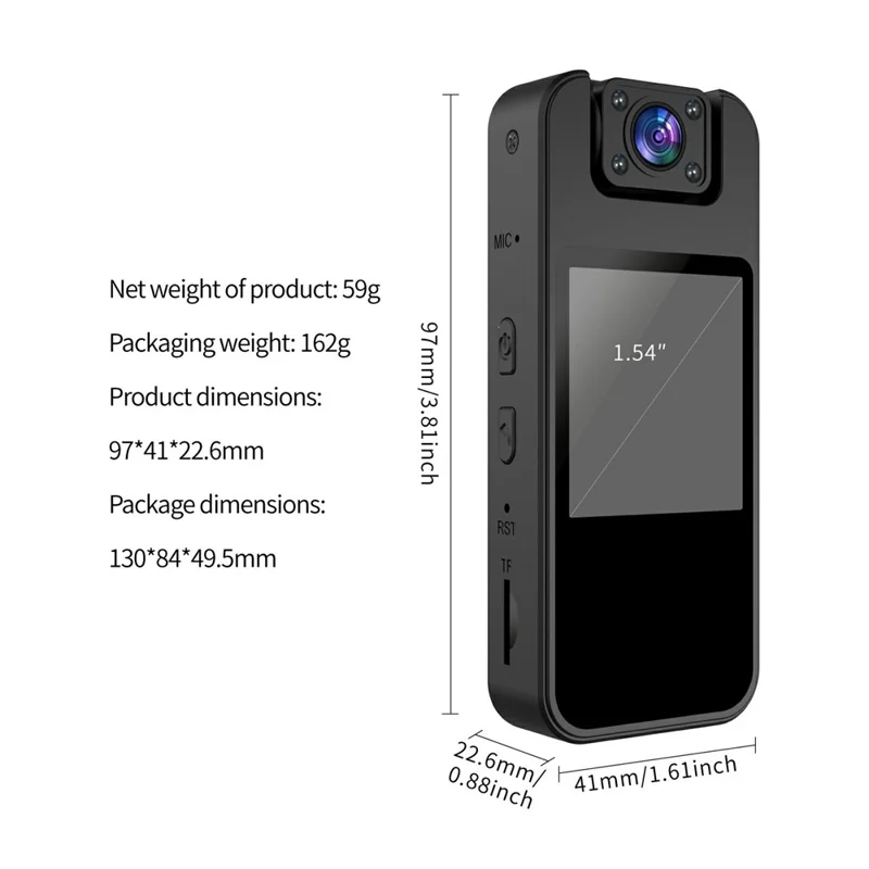 4K Action Camera with 180 Degree Rotating Lens Anti Shake Night Vision HD Video Recorder (without TF Card) - Black