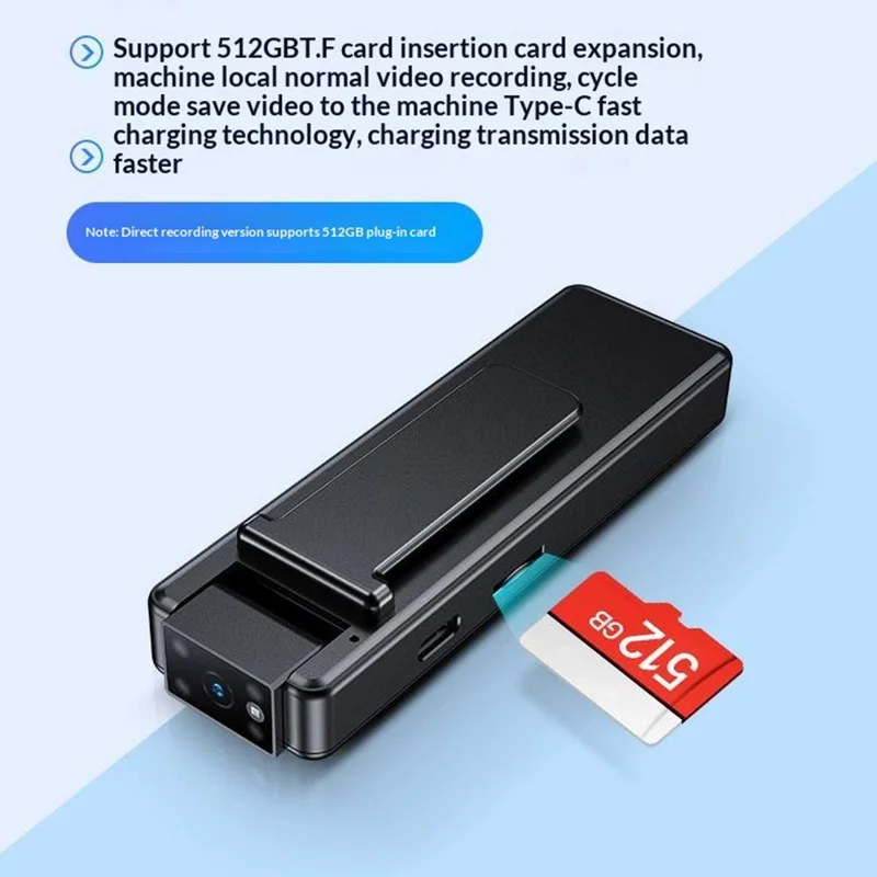 Cámara mini inalámbrica M15 4K HD WiFi con visión nocturna, grabadora de video tipo pinza - Negro