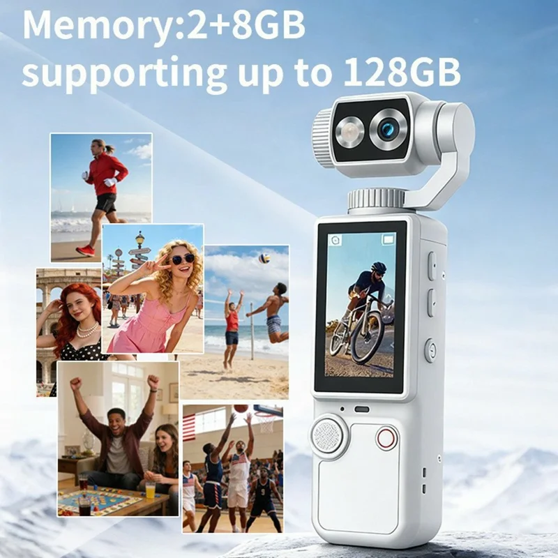 Q8 Action Camera 4K Video Recording 180 Degree Rotating Lens Auto Focus Mini Handheld Sports Cam (without Memory Card) - Black