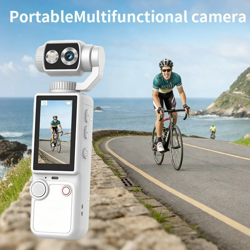 Q8 Action Camera 4K Video Recording 180 Degree Rotating Lens Auto Focus Mini Handheld Sports Cam (without Memory Card) - Black