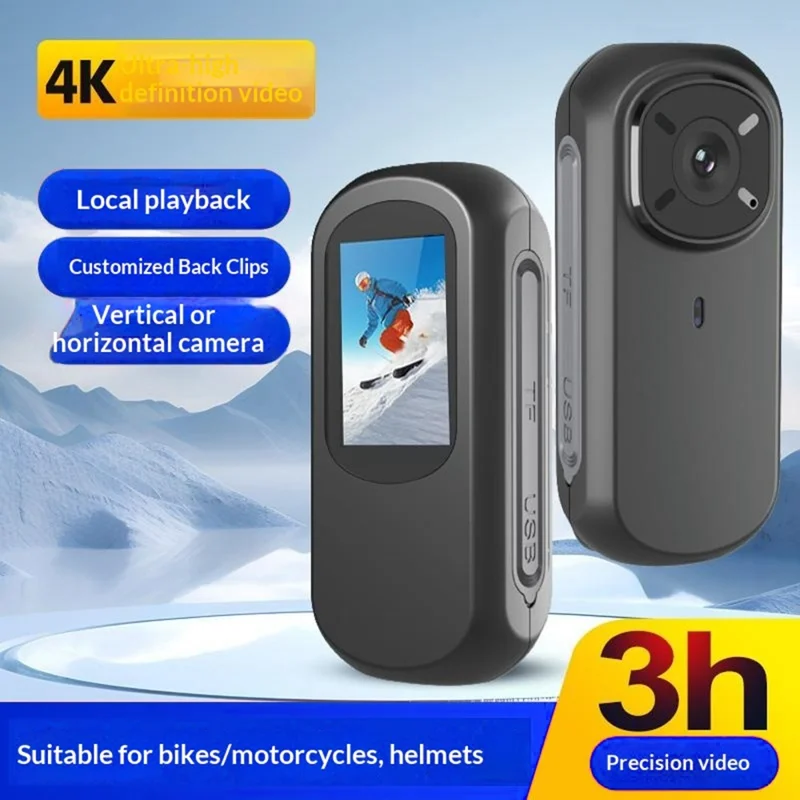 M31 4K Action Camera Outdoor Portable Thumb Camera Magnetic Charging 4K HD Pet Vlogger - Black