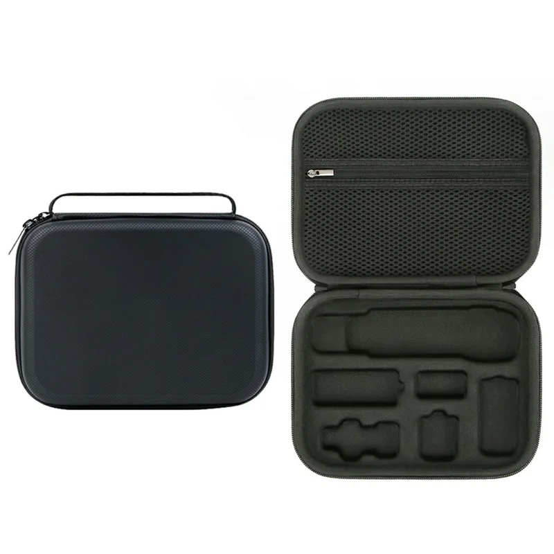 For DJI Osmo Pocket 3 PU Leather Carrying Case with Top Handle Action Camera Portable Storage Bag - Black