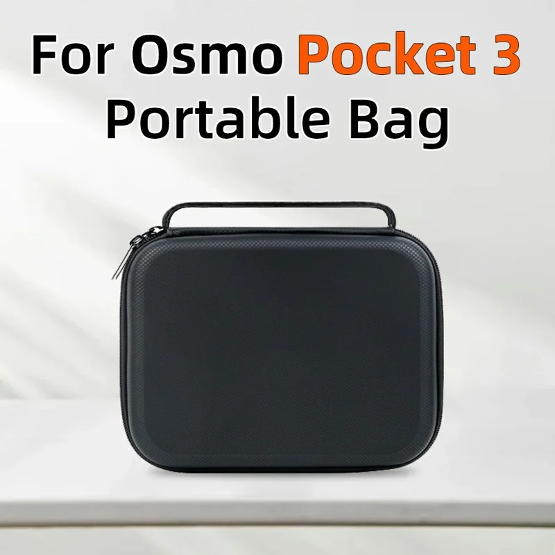 For DJI Osmo Pocket 3 PU Leather Carrying Case with Top Handle Action Camera Portable Storage Bag - Black