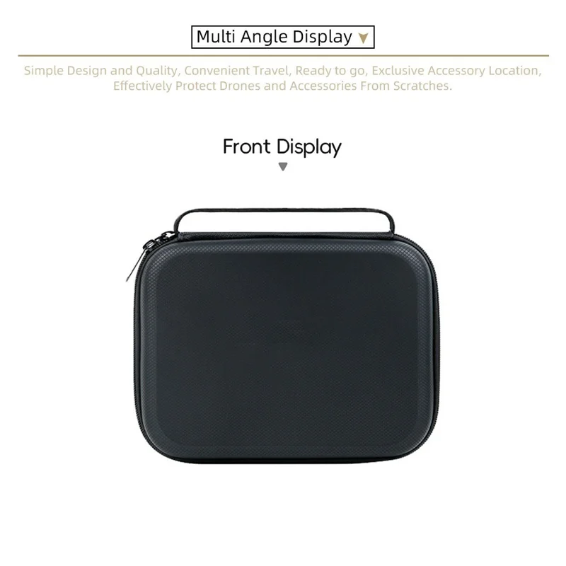 For DJI Osmo Pocket 3 PU Leather Carrying Case with Top Handle Action Camera Portable Storage Bag - Black