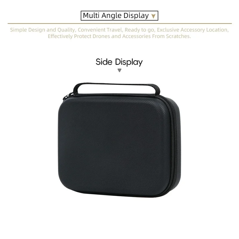 For DJI Osmo Pocket 3 PU Leather Carrying Case with Top Handle Action Camera Portable Storage Bag - Black